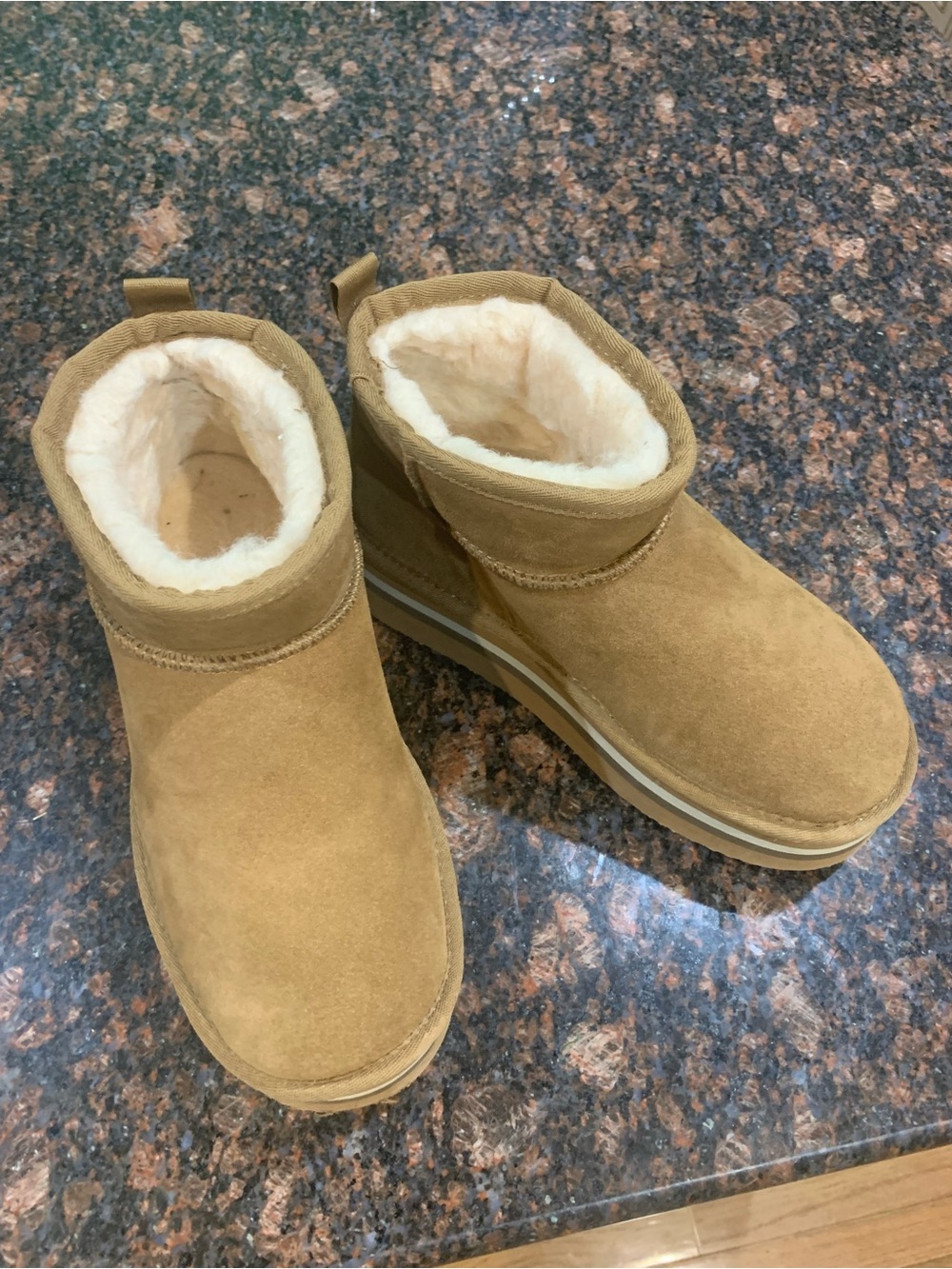 BearPaw Kids Chestnut Suede Plush-Lined Ankle Boots